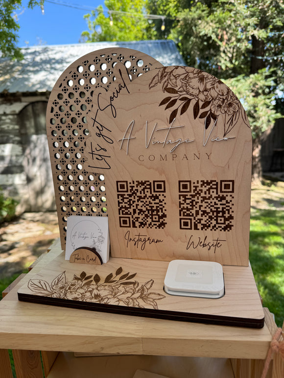 Double Arch QR Code Sign with business card holder(MADE TO ORDER)