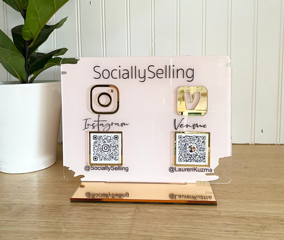SPLASH Acrylic Double QR Code Sign-Wide (MADE TO ORDER)