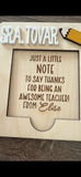 Wood 3D Teacher Post it note holder (MADE TO ORDER)