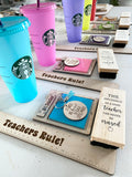 Wood Teacher Post it note holder (MADE TO ORDER)