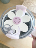 Daisy Smiley Stanley Topper. Fits 20/30 and 40/64oz Tumblers