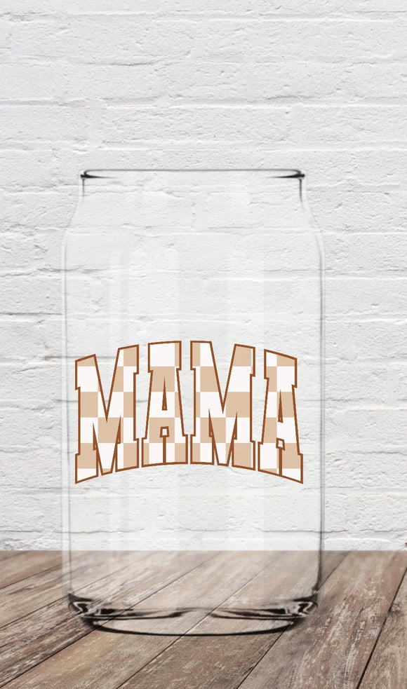 16oz Glass Tumbler Cup - Patterned MAMA