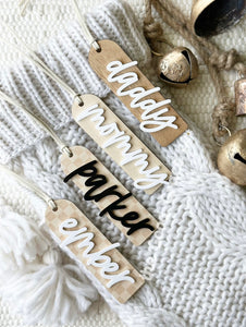 Wooden Stocking Name Tags