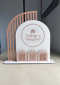 Acrylic QR Slated Arch Sign (MADE TO ORDER)