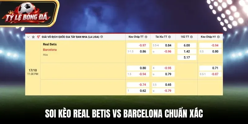 Soi kèo Real Betis vs Barcelona chuẩn xác từ nhà cái